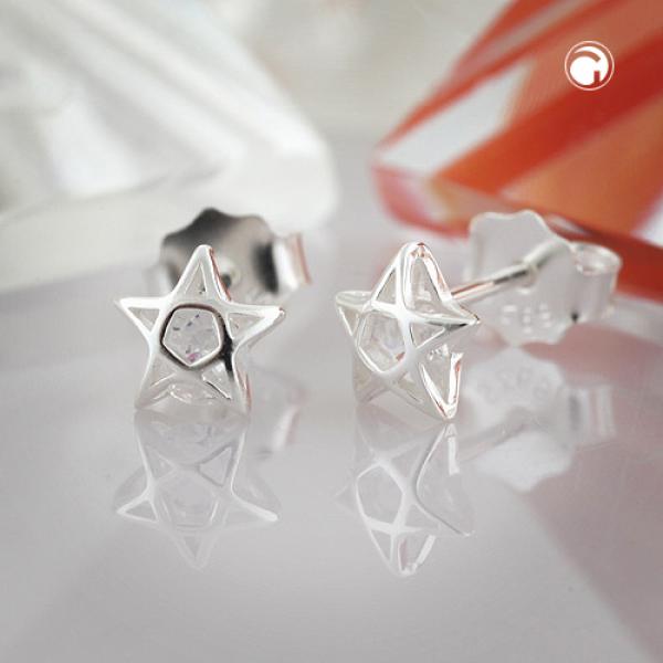 Ohrstecker Ohrring 6mm Stern Pentagramm Zirkonia weiß Silber 925 Ohrstecker Ohrring 6mm Stern Pentagramm Zirkonia weiß Silber 925