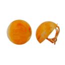 Clip Ohrring 17mm bernsteinfarben marmoriert Kunststoff-Bouton