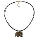 Kette 38x28x6mm Elefant Kunststoff altmessingfarben Kordel schwarz 50cm