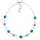 Kette Drahtkette Blumenperle türkis aqua Kunststoffperlen 45cm