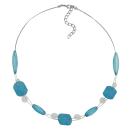Kette Drahtkette türkis-aqua-transparent Kunststoffperlen 45cm