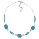 Kette Drahtkette türkis-aqua-transparent Kunststoffperlen 45cm