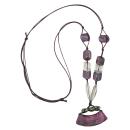 Kette 54x19mm Anhänger Rohr flach gebogen lila-marmoriert matt Kunststoffperlen 90cm