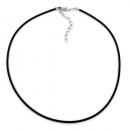 Rundschnur 2mm Vollgummikette Naturkautschuk Verschluss silberfarbig 45cm