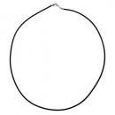 Rundschnur 2mm Vollgummikette Naturkautschuk Verschluss silberfarbig 80cm