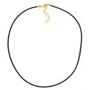 Rundschnur 2mm Vollgummikette Naturkautschuk Verschluss goldfarbig 45cm