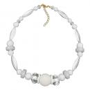 Kette 21mm Wabenperle Kunststoffperlen weiß und transparent 45cm