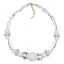 Kette 21mm Wabenperle Kunststoffperlen weiß und transparent 45cm