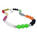 Kette, Perlen multicolor, chrom, 42cm