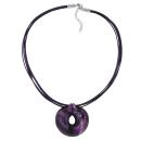 Kette 52mm Kunststoff Anhänger Amulett lila marmoriert Kordel lila 55cm
