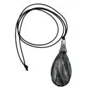 Kette 85x36mm Tropfen schwarz-silbergrau-marmoriert 100cm