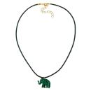 Kette 23x17x9mm Elefant mini Kunststoff grün-marmoriert glänzend Kordel grün 40cm