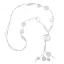 Kette Y-Form Kunststoffperlen weiß Viereckperle Kordel weiß 90cm