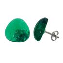 Ohrstecker Ohrring 14mm Dreieck grün-transparent gehämmert Kunststoff