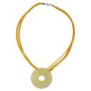 Kette 53mm Scheibe Kunststoff seidig-gelb-marmoriert 50cm
