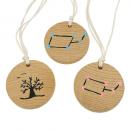 Kette mit handbemalter Holzscheibe Kordel beige 100cm