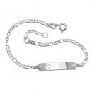Schildarmband 2mm Figarokette mit Herz Armband mit Gravurplatte 25x5x1mm Silber 925 19cm