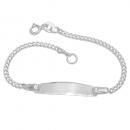 Schildarmband für Kinder 2mm Panzerkette Gravurplatte 23x5mm matt diamantiert Silber 925 14cm