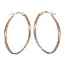 Creole Ohrring 33x20mm oval bicolor rhodiniert diamantiert 9Kt Rotgold