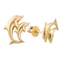 Ohrstecker Ohrring 10x7mm Delfin-Pärchen matt-glänzend 9Kt GOLD