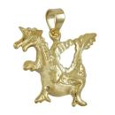 Anhänger 20x18mm Drache glänzend 9Kt GOLD
