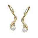 Ohrbrisur Ohrhänger Ohrringe 30x6mm Süßwasserzuchtperle Zirkonia 9Kt GOLD