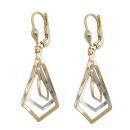 Ohrbrisur Ohrhänger Ohrringe 40x16mm 3 Rhomben tricolor 9Kt GOLD
