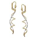Ohrbrisur Ohrhänger Ohrringe 46x8mm 2 Spiralen bicolor mit Weißgold 9Kt GOLD