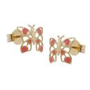 Ohrstecker Ohrring 7x8mm Schmetterling orange 9Kt GOLD