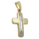 Anhänger 16x12mm Kreuz bicolor 9Kt GOLD