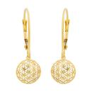 Ohrbrisur Ohrhänger Ohrringe 25x9mm Blume des Lebens 9Kt GOLD