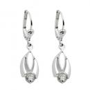 Ohrbrisur Ohrhänger Ohrringe 30x8mm mit Zirkonia weiß glänzend Silber 925