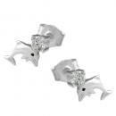 Ohrstecker Ohrring 9x5mm Delfin mit Zirkonia Silber 925