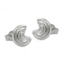 Ohrstecker Ohrring 8x7mm Halbkreis mit Rillen Silber 925