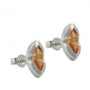 Ohrstecker Ohrring 11x6mm Zirkonia topas gefärbt spitzoval Silber 925