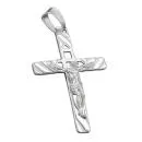 Anhänger 35x22mm Kreuz mit Jesus matt-glänzend Silber 925