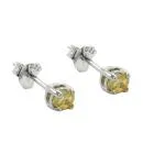 Ohrstecker Ohrring 3x3mm Glasstein rhodiniert gelb-citrin Glas 925