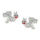 Ohrstecker Ohrring 8x3mm Kinderohrring kleiner Wurm matt-glänzend Silber 925