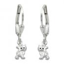Ohrbrisur Ohrhänger Ohrringe 21x5mm Katze matt-glänzend Silber 925