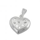 Anhänger 14x14mm Herz mit 3 Zirkonias matt-glänzend Silber 925