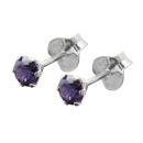 Ohrstecker Ohrring 4mm Zirkonia amethyst Silber 925
