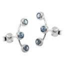 Ohrstecker Ohrring 15x3mm mit je 3 Zirkonias aquamarinfarben Silber 925