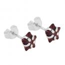 Ohrstecker Ohrring 6mm Zirkonia granatrot Silber 925
