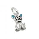 Anhänger 12x8mm kleiner Hund hellblau farbig lackiert mit Zirkonia Silber 925