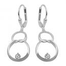 Brisur 36x13mm Doppelkreis Acht mit Zirkonia glänzend Silber 925