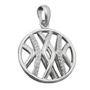 Anhänger 19mm rund mit Zirkonias glänzend rhodiniert Silber 925